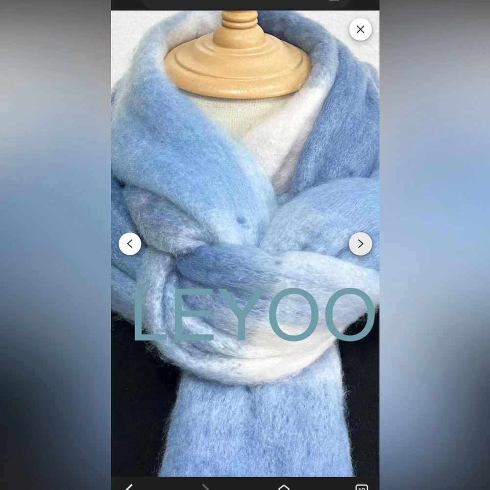 New bleu sky and white clouds Mohair Scarf Fuzzy 82.68 × 15.75 inches Wrap